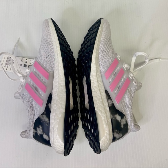👟 “Adidas” Women’s Ultraboost 5.0 DNA White Mesh w/Pink Stripe Accents - Picture 9 of 17